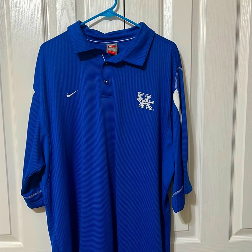 Nike Blue Dry Fit Polo Shirt with UK Kentucky Wildcats Logo